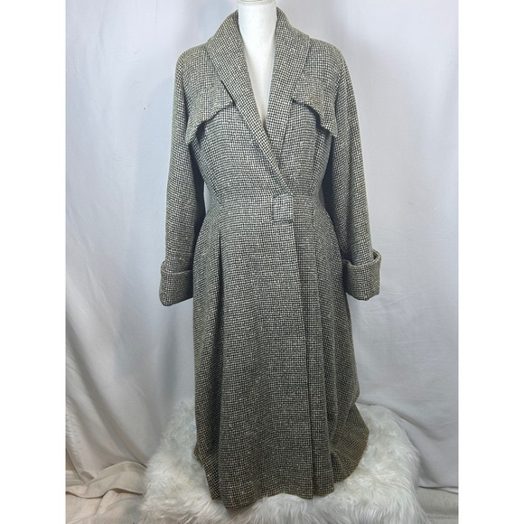 Breckenridge Jackets & Blazers - Vintage Great Britain Green White Tweed Wool Maxi Coat Long Trench Jacket Womens